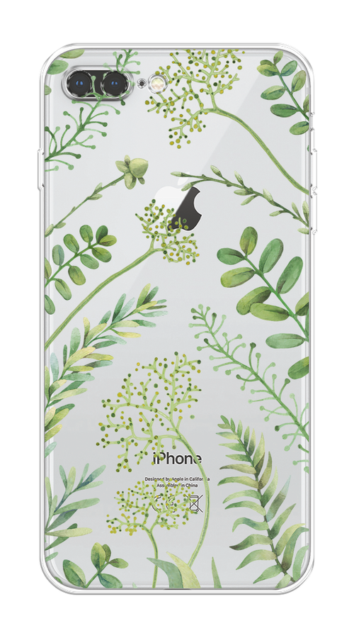 

Чехол на Apple iPhone 7 Plus/8 Plus "Green Leaves", Зеленый;прозрачный, 10750-1