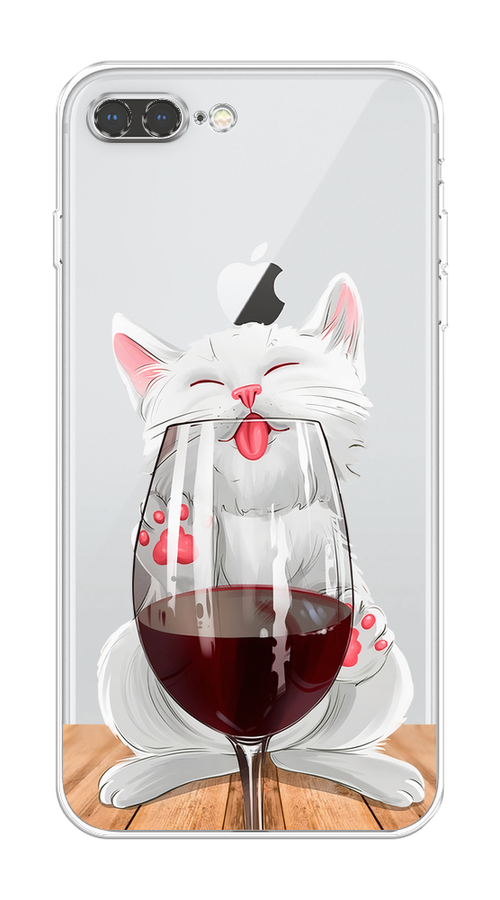 

Чехол на Apple iPhone 7 Plus/8 Plus "Кот с бокалом", Прозрачный;белый;красный, 10750-1