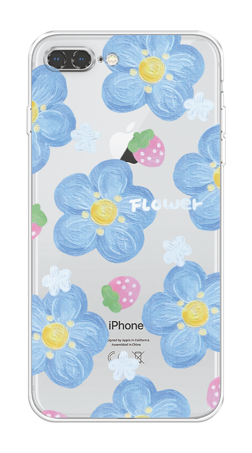 

Чехол на Apple iPhone 7 Plus/8 Plus "Цветы и клубники", Прозрачный;голубой;белый, 10750-1