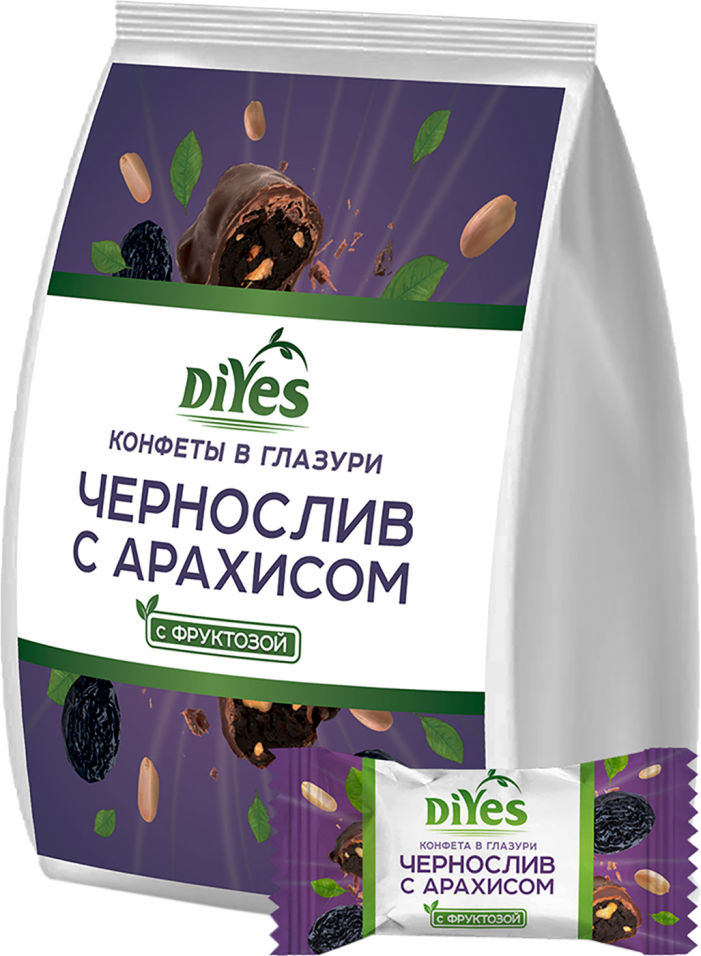 

Конфеты DiYes Чернослив с арахисом в глазури 250г