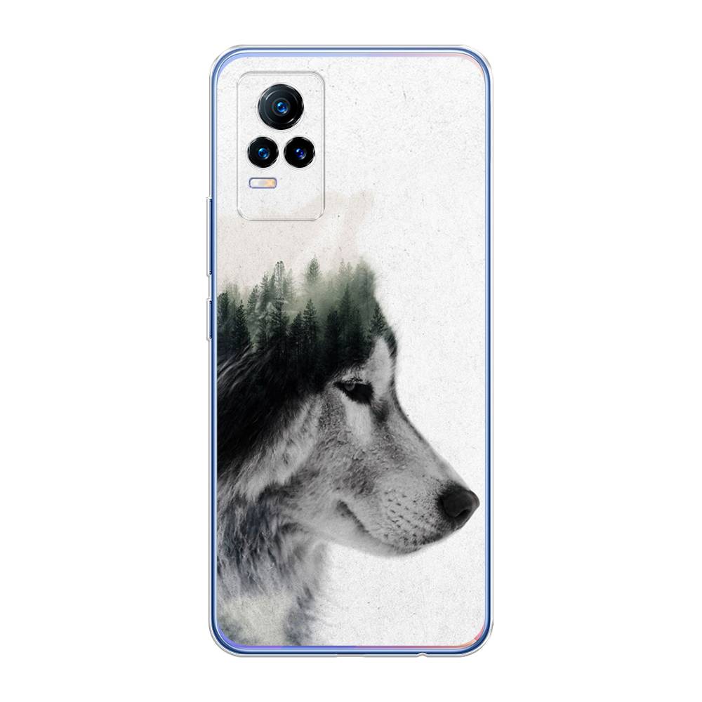 

Чехол на Vivo V21e 4G "Волк лес", Серый;белый, 264550-1