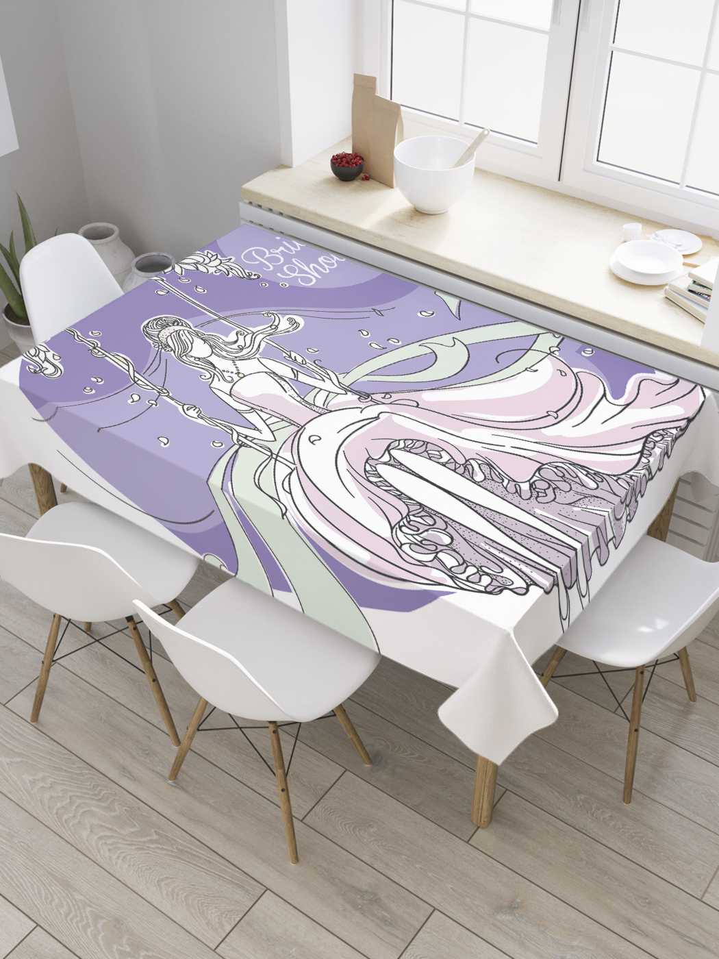 

Скатерть прямоугольная JoyArty "Девичник на качели" из сатена, 120x145 см, Девичник на качели