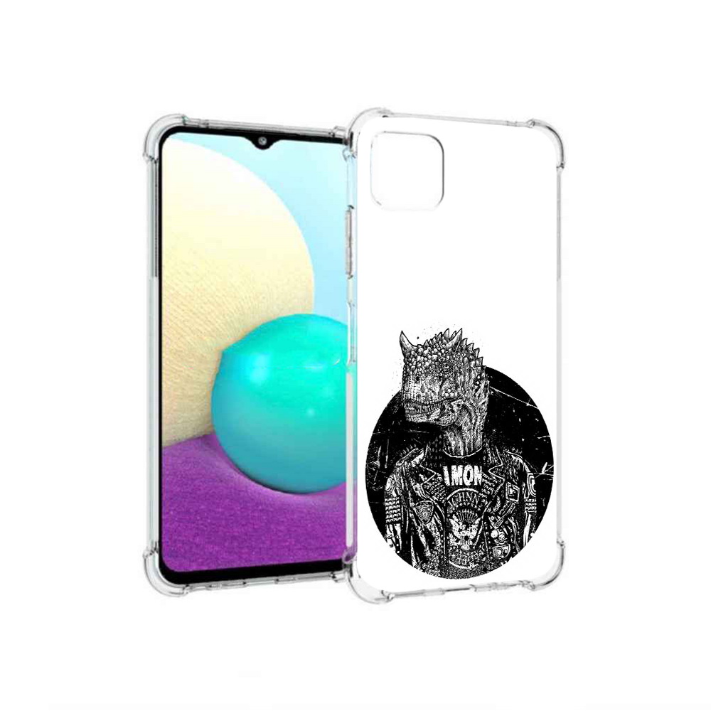

Чехол MyPads Tocco для Samsung Galaxy A22 динозавр в куртке, Прозрачный, Tocco