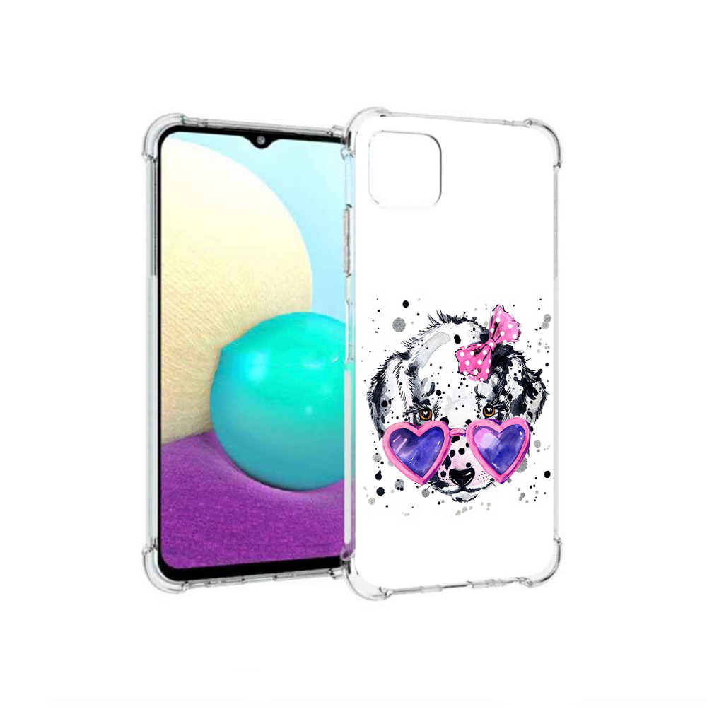 

Чехол MyPads Tocco для Samsung Galaxy A22 долматинец в очках, Прозрачный, Tocco
