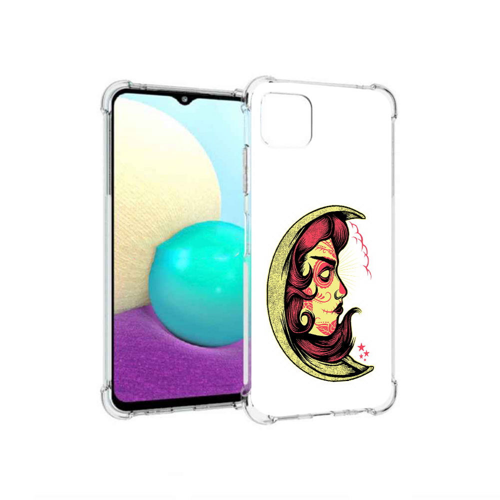 

Чехол MyPads Tocco для Samsung Galaxy A22 желтый полумесяц с лицом девушки, Прозрачный, Tocco