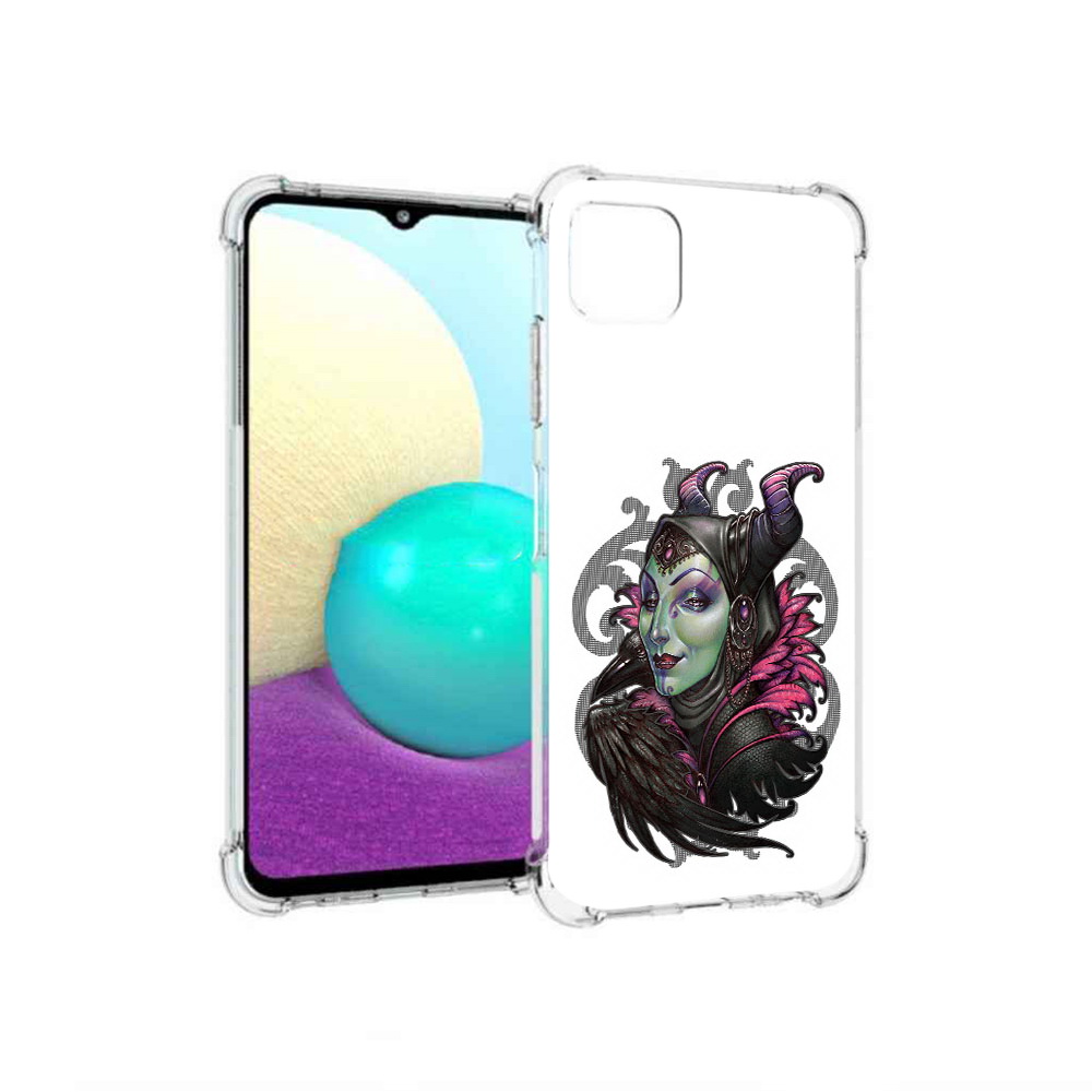 

Чехол MyPads Tocco для Samsung Galaxy A22 зеленая девушка с вороном, Прозрачный, Tocco