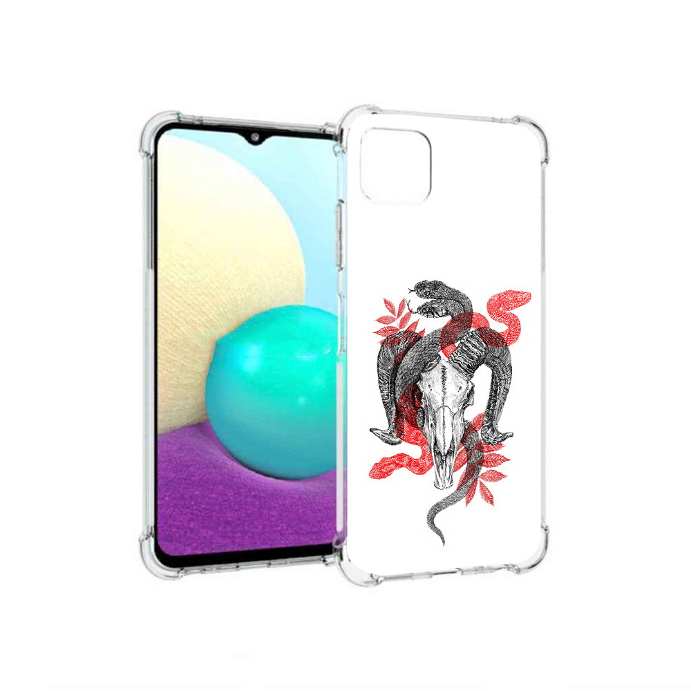 

Чехол MyPads Tocco для Samsung Galaxy A22 змея в черепе рисунок, Прозрачный, Tocco