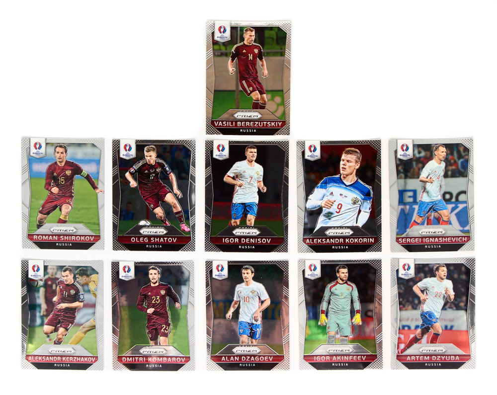 

полная русская команда из panini prizm uefa euro 2016 france (11 карточек)
