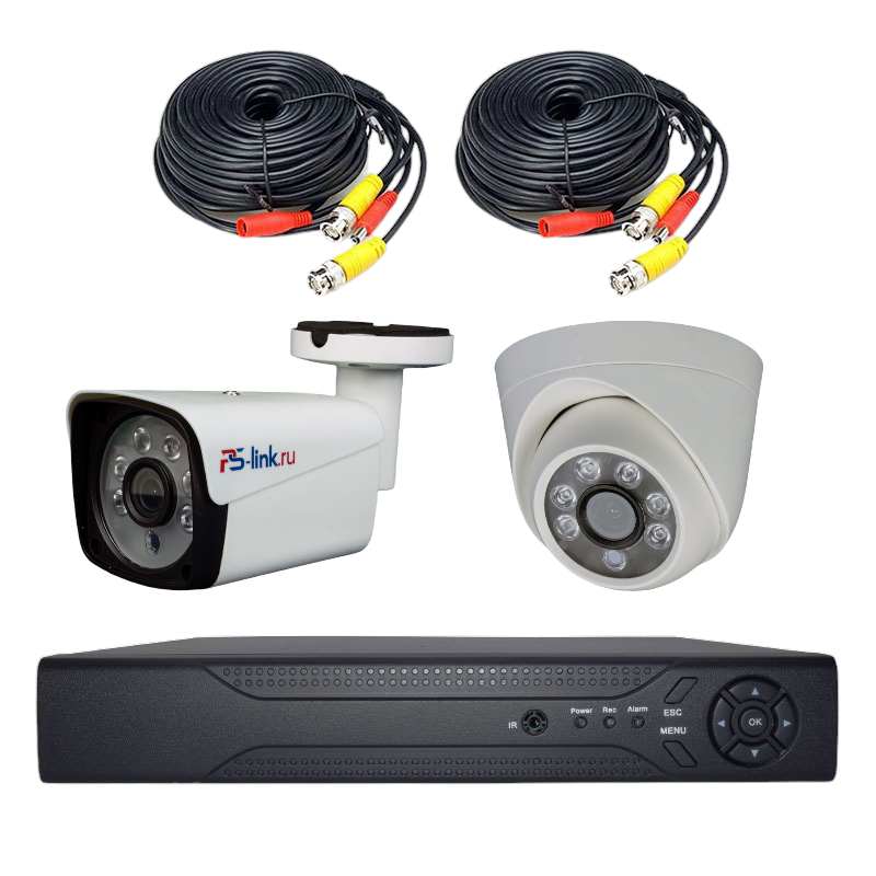 Комплект видеонаблюдения Ps-Link AHD 5Мп KIT-B502HD 1 камера для помещения 1 для улицы камера видеонаблюдения уличная мультиформатная 2160p 8mpx xmeye 700ahd8mw 2 8