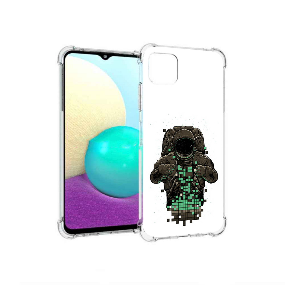 

Чехол MyPads Tocco для Samsung Galaxy A22 космонавт с пикселями, Прозрачный, Tocco