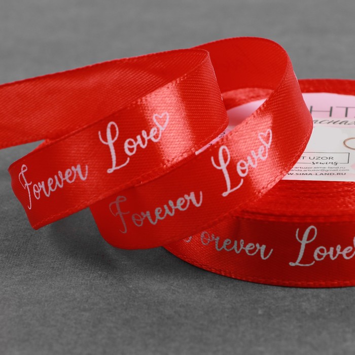 

Лента атласная «Forever love», 15 мм × 23 ± 1 м, цвет красный, ART UZOR Basic