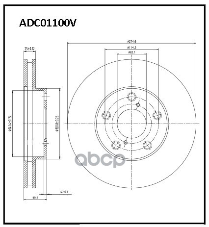 

ALLIED NIPPON ADC01100V Диск.торм.пер. 1шт