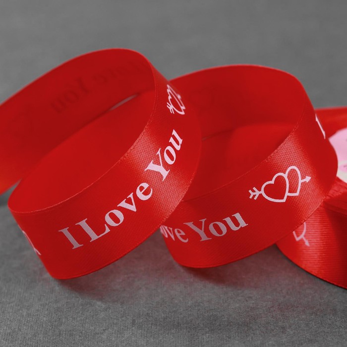 

Лента атласная «I Love You», 25 мм х 23 ± 1 м, цвет красный №026, ART UZOR Basic