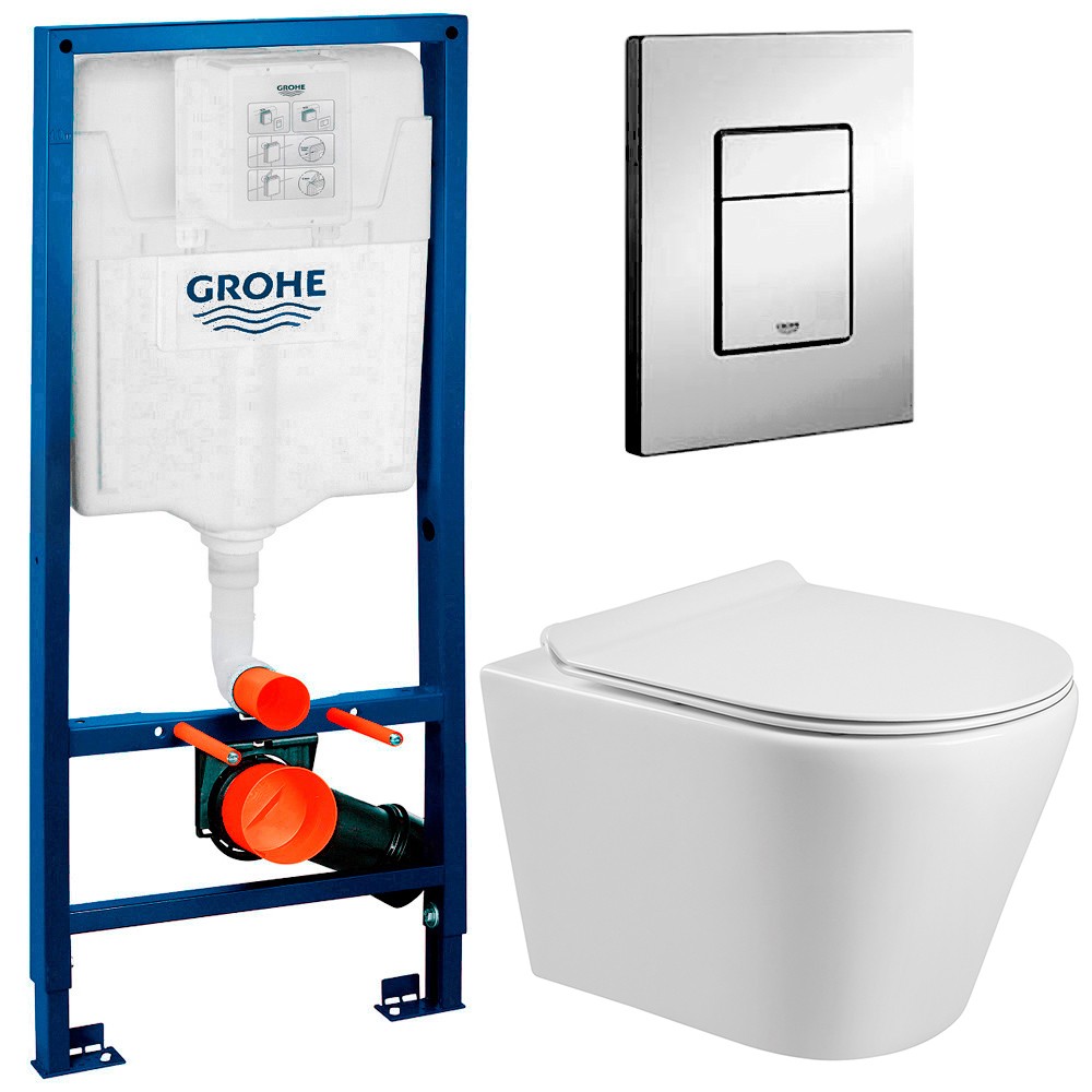 Инсталляция Grohe 38772001 + унитаз Bloomix Roland MD1201T/UF01 безободковый с сиденьем 600022640148