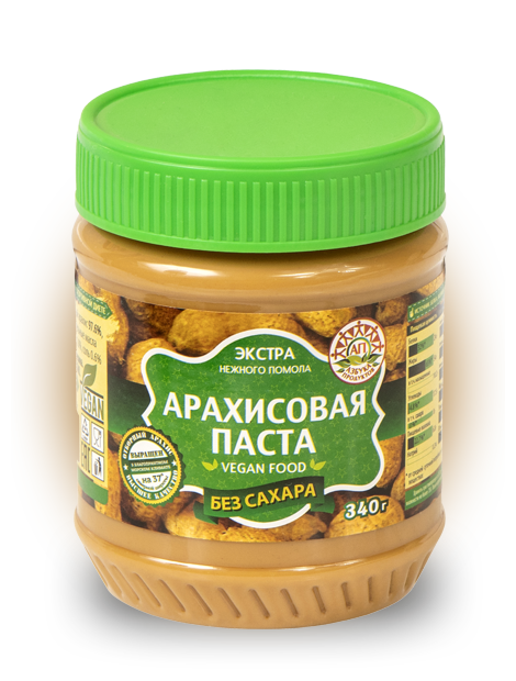 Арахисовая паста Азбука Продуктов Экстра без сахара 340 гр Упаковка 12 шт