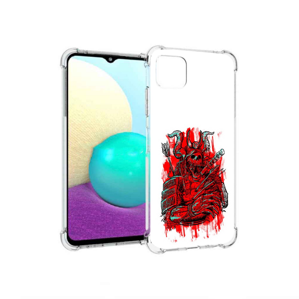 

Чехол MyPads Tocco для Samsung Galaxy A22 красный скелет воин, Прозрачный, Tocco