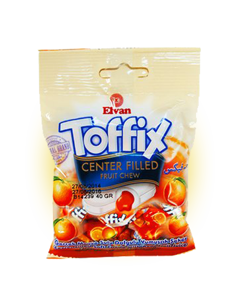Жевательные конфеты Elvan Toffix Апельсин 90 гр Упаковка 24 шт