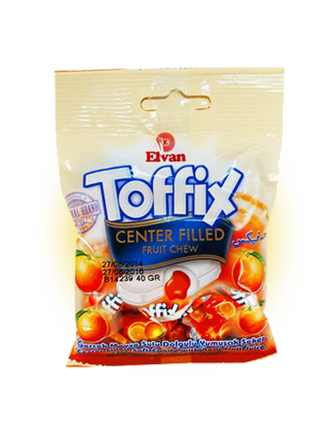

Жевательные конфеты Elvan Toffix Апельсин 90 гр Упаковка 24 шт