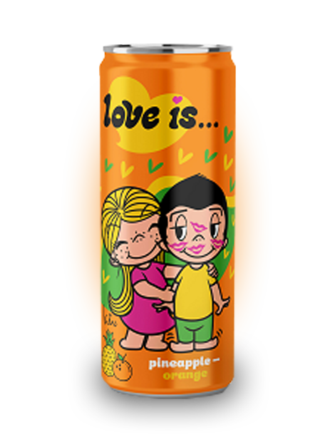 Газированный напиток LOVE IS Ананас и Апельсин 330 мл Упаковка 12 шт