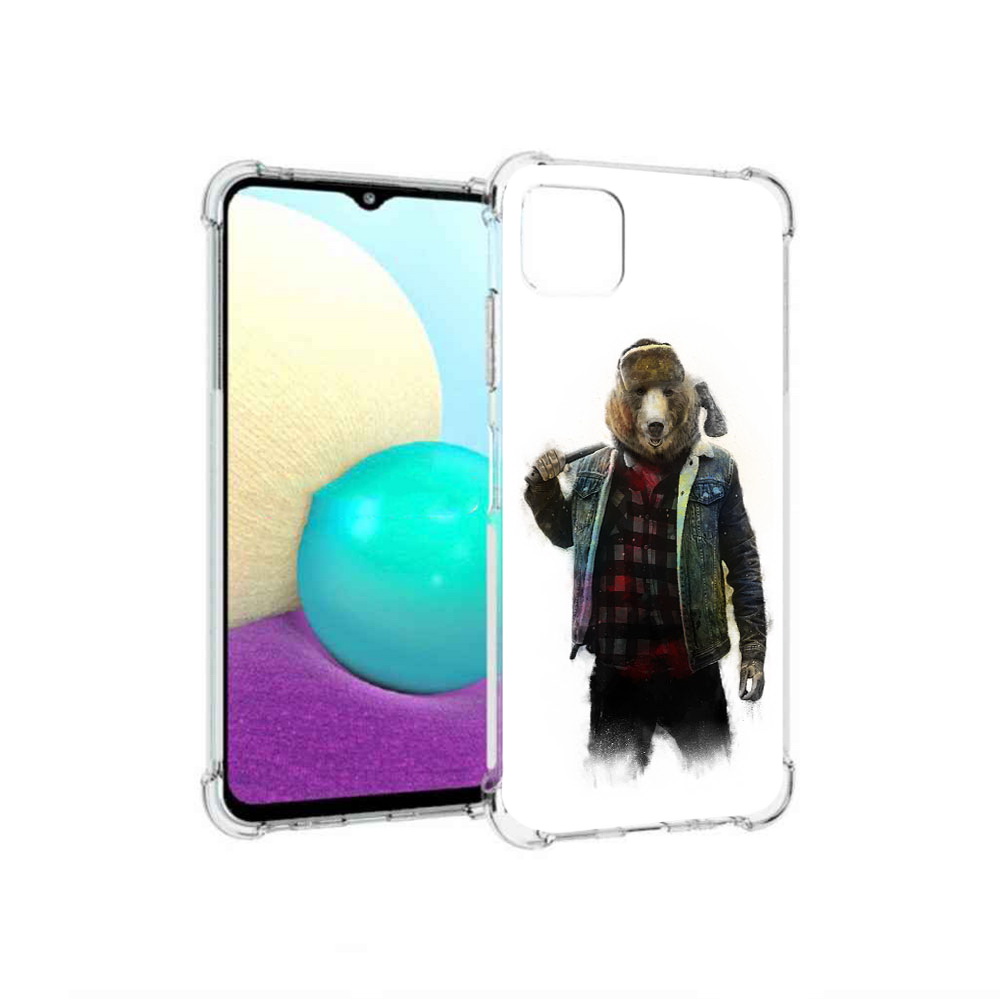 

Чехол MyPads Tocco для Samsung Galaxy A22 медведь с топором, Прозрачный, Tocco