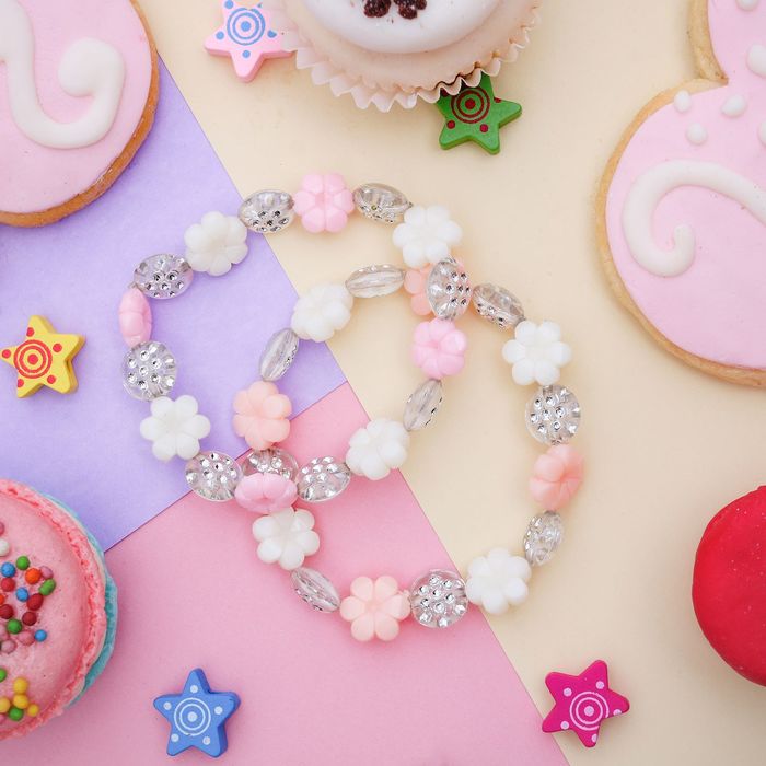 

Браслет детский "Выбражулька" цветочки нежные, цвет бело-розовый