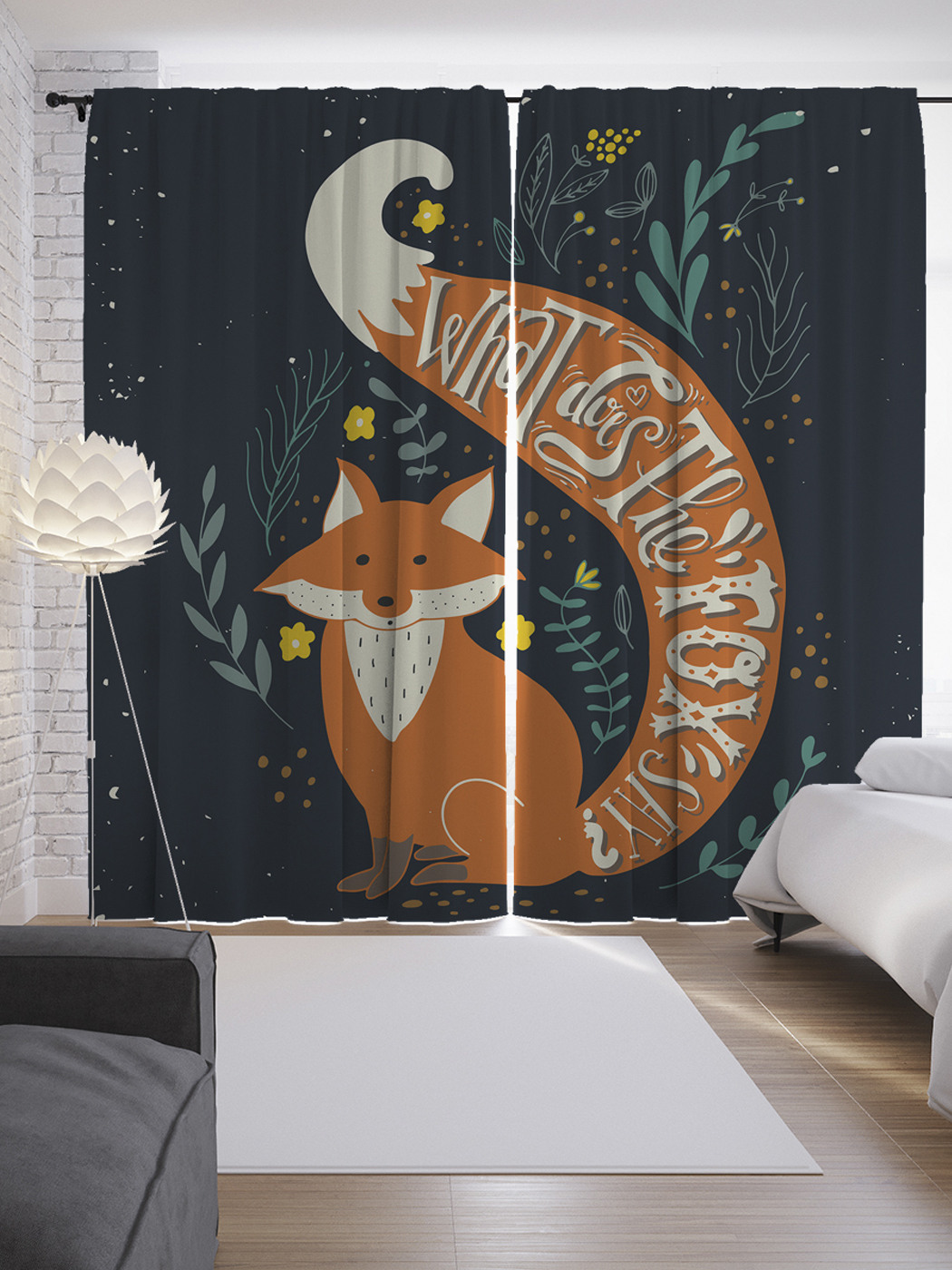 

Шторы JoyArty с фотопечатью "Хвостатая лиса" из сатена, 290х265 см, Хвостатая лиса