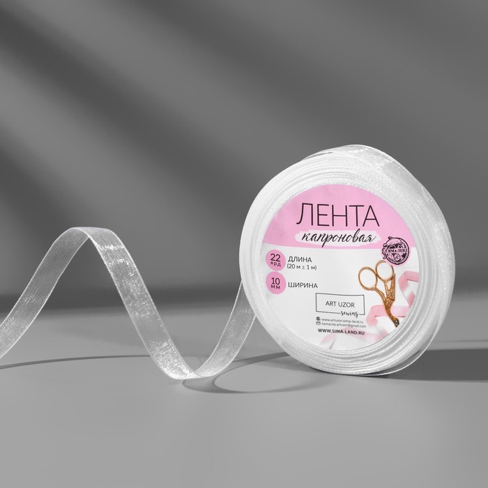 

Лента капроновая, 10 мм, 20 ± 1 м, цвет белый №1, ART UZOR Basic