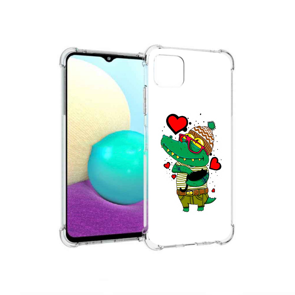 

Чехол MyPads Tocco для Samsung Galaxy A22 Влюбленный крокодил, Прозрачный, Tocco