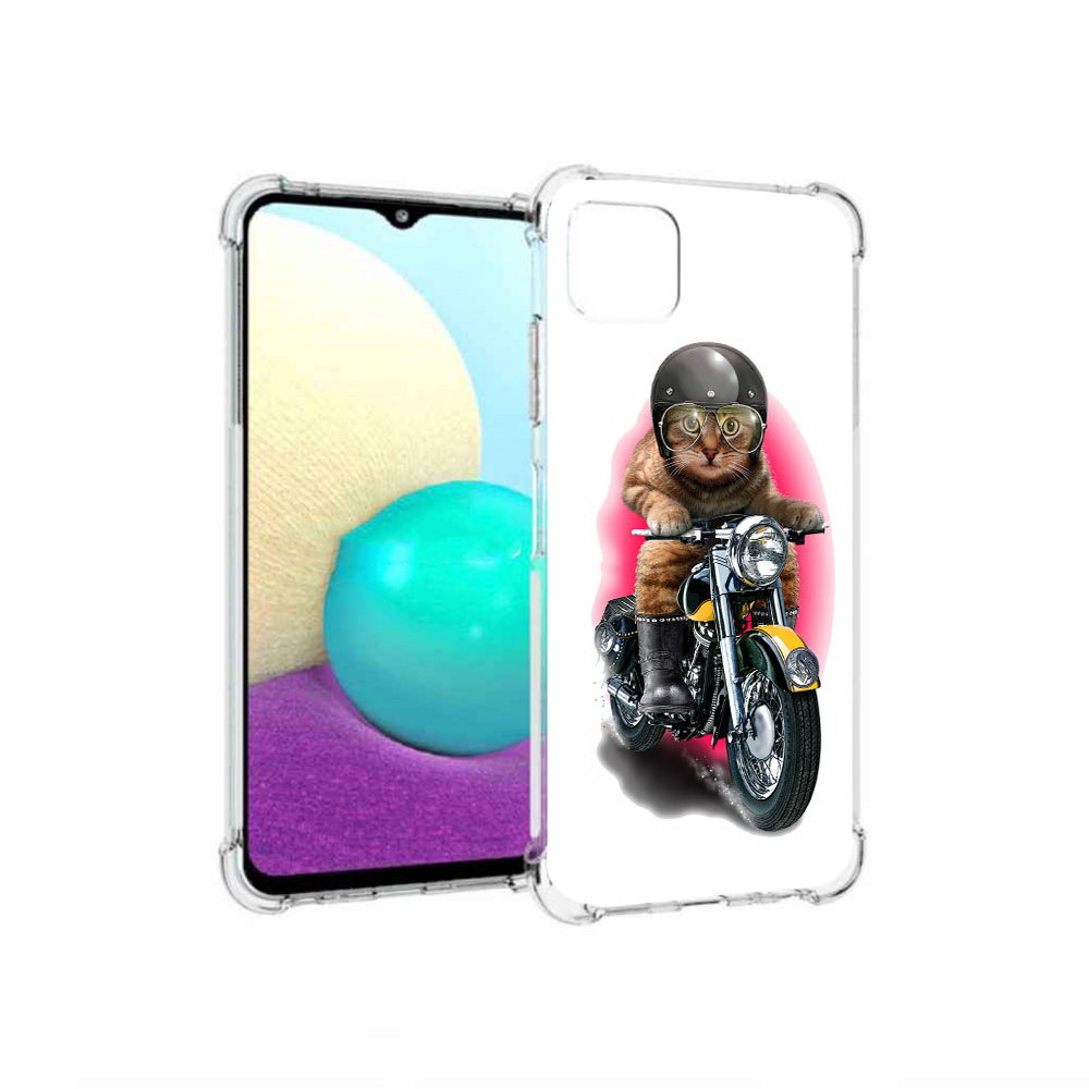 

Чехол MyPads Tocco для Samsung Galaxy A22 мото-кот, Прозрачный, Tocco