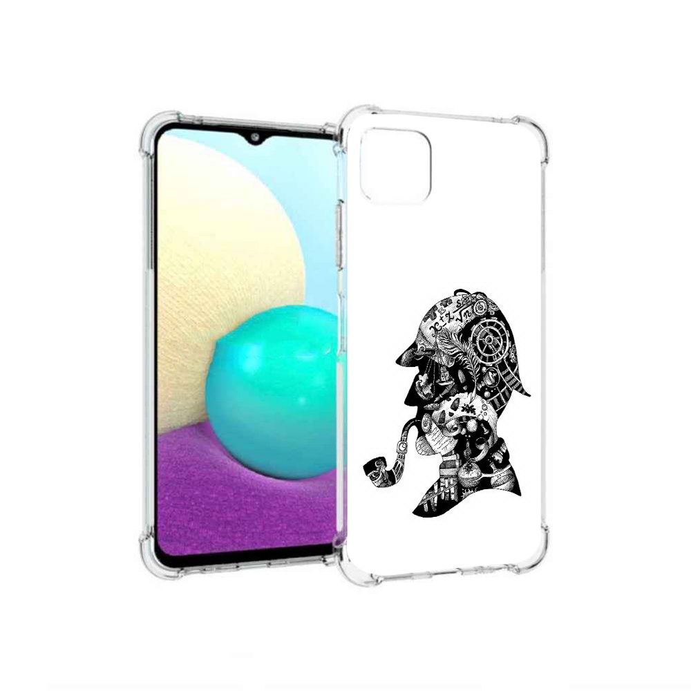 

Чехол MyPads Tocco для Samsung Galaxy A22 мужчина с трубкой абстракция, Прозрачный, Tocco