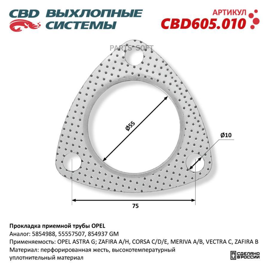 Прокладка приемной трубы OPEL 5854988. CBD605.010  1шт