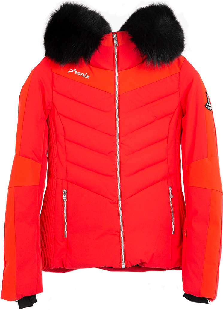 фото Горнолыжная куртка женская phenix diamond down jacket мех лиса bk1 20/21 красный eur: 40