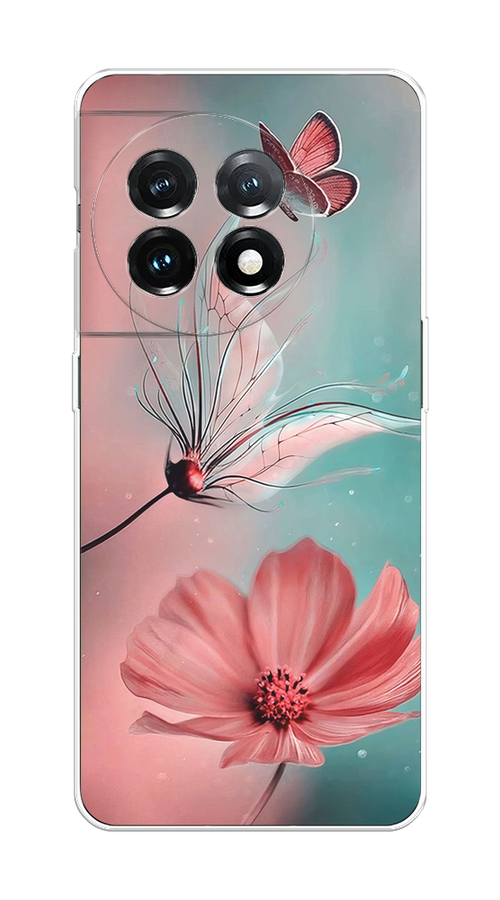 

Чехол на OnePlus 11 "Бабочка и цветок", Голубой;розовый, 153650-1