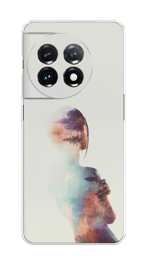 

Чехол на OnePlus 11 "Девушка-лес", Розовый;голубой;серый, 153650-1