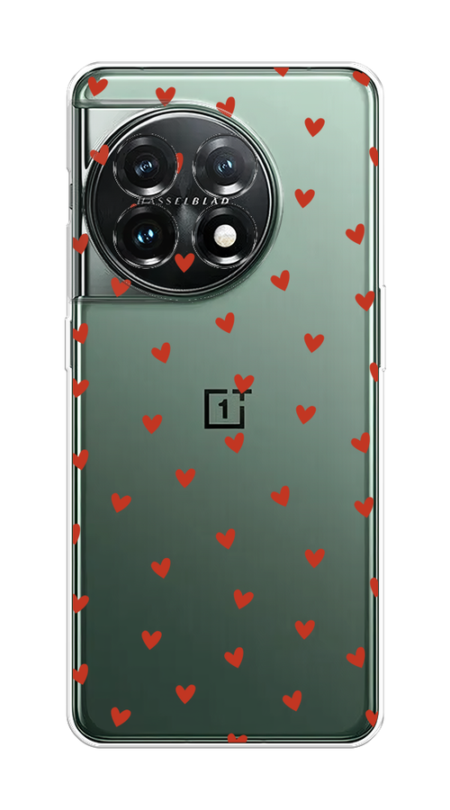 

Чехол на OnePlus 11 "Red hearts", Красный;прозрачный, 153650-1