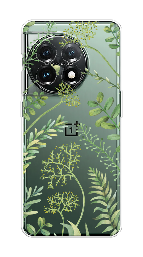

Чехол на OnePlus 11 "Green Leaves", Зеленый;прозрачный, 153650-1