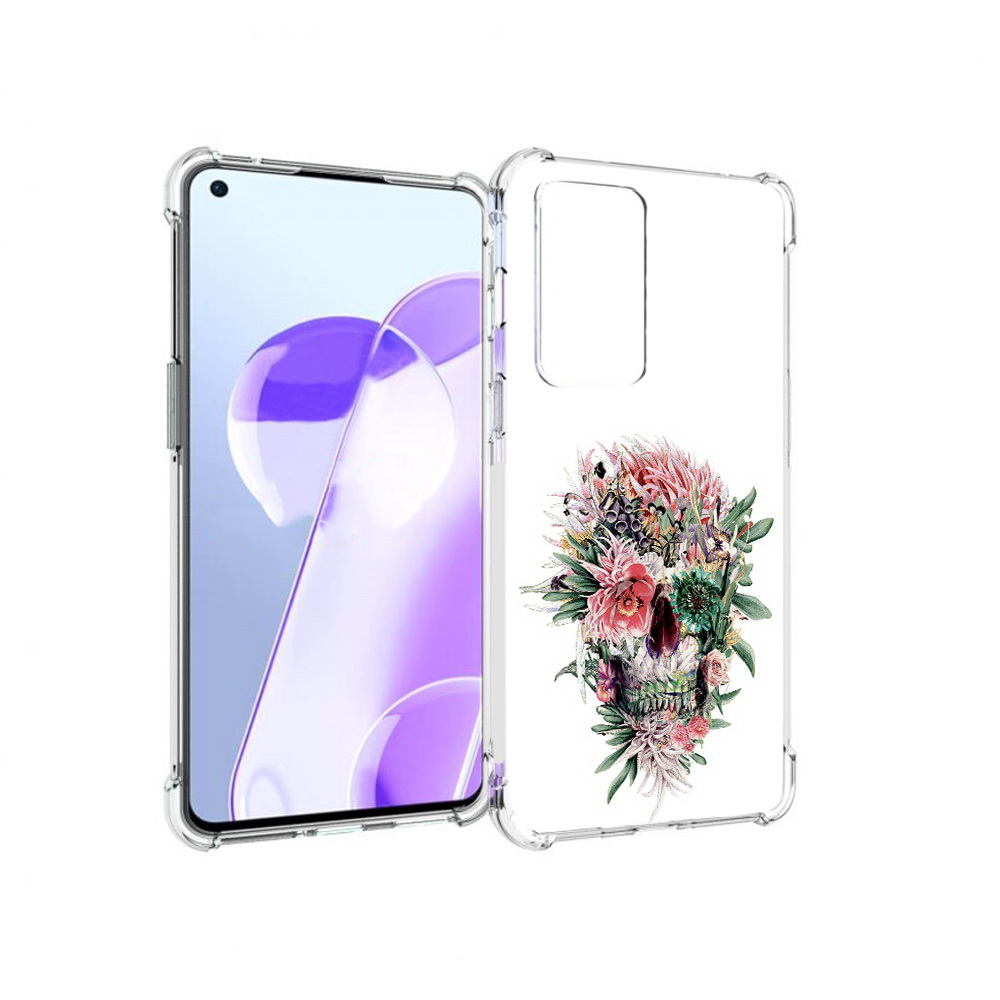 

Чехол MyPads Tocco для OnePlus 9RT череп из цветов (PT172016.131.677), Прозрачный, Tocco