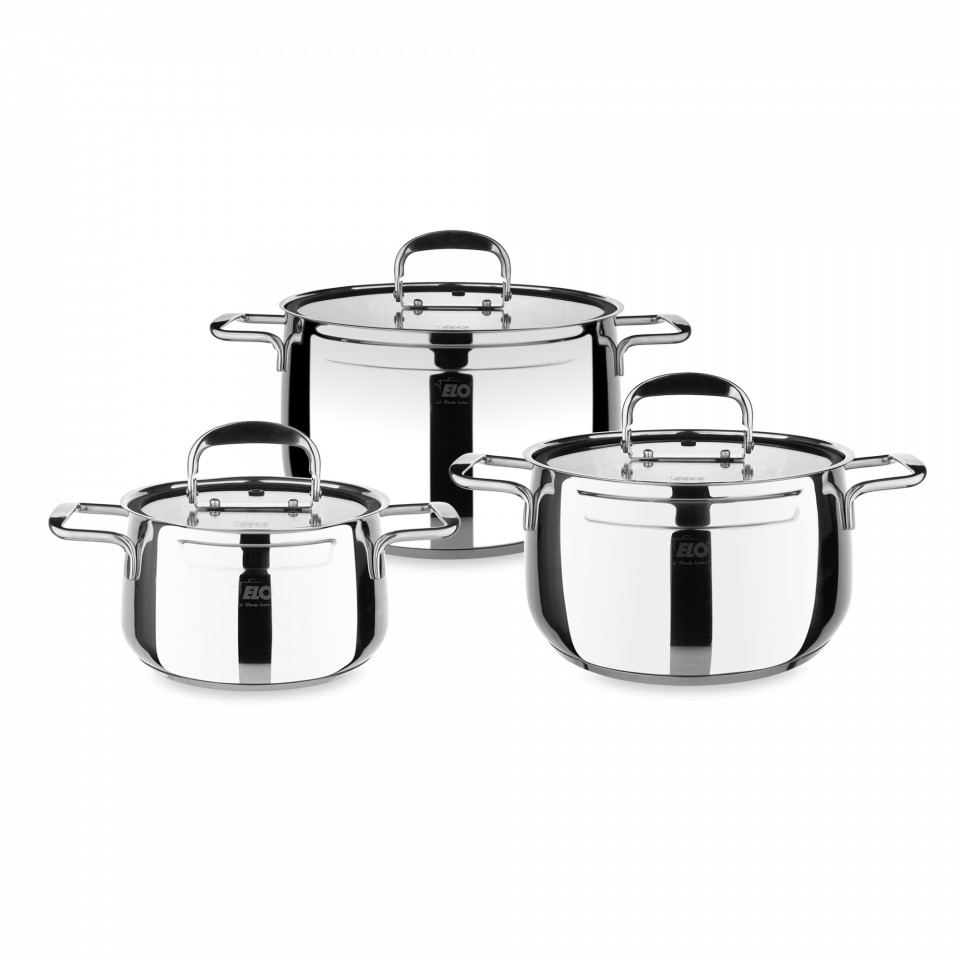 

Набор посуды 6 предметов ELO Mystery 3 кастрюли 3 стеклянные крышки, Серебристый