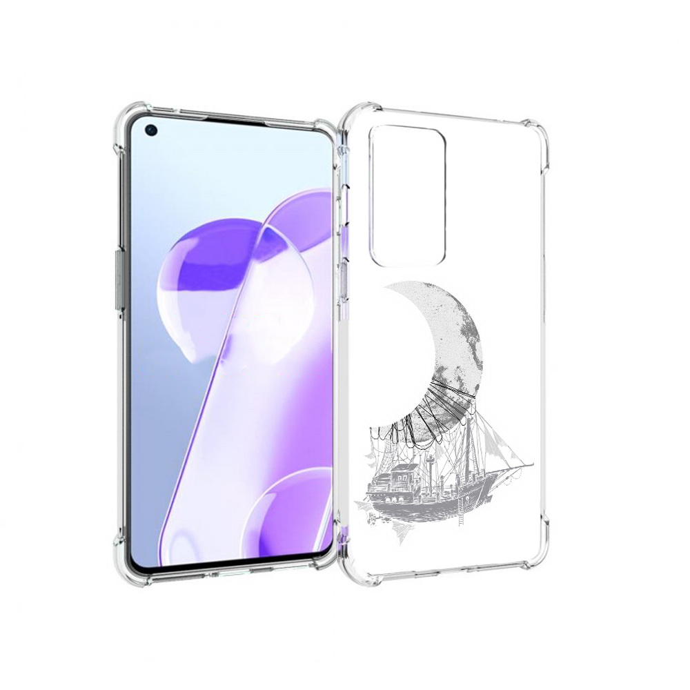 

Чехол MyPads Tocco для OnePlus 9RT черно белый корабль полумесяц (PT172016.131.684), Прозрачный, Tocco