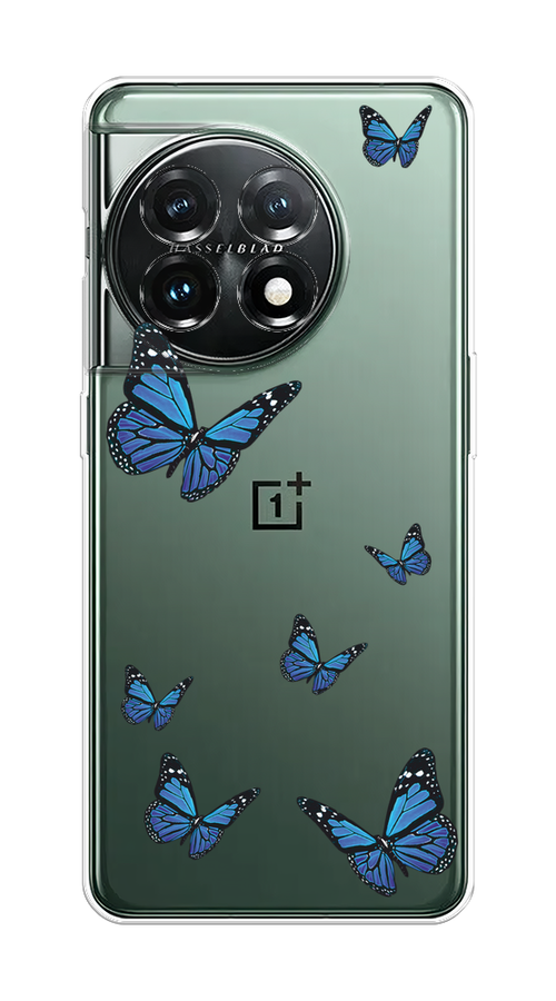 

Чехол на OnePlus 11 "Blue butterflies", Синий;черный, 153650-1
