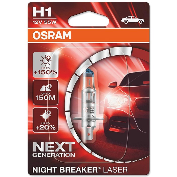 

Лампа Osram Night Breaker Laser +150%, H1, 12 В, 55 Вт, 64150NL-01B