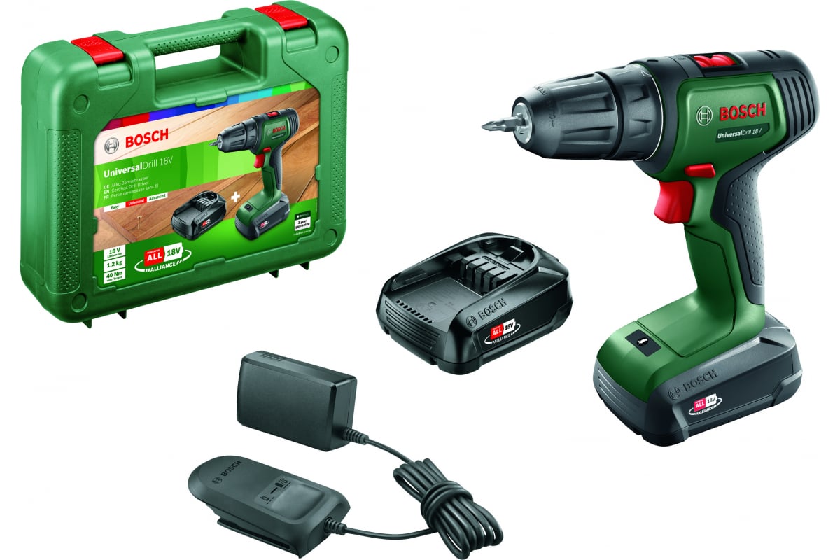 Дрель Шуруповерт Universaldrill 18v 2x15 Ah Al 1810 Cv Bosch 06039d4002 Bosch арт 06 19868₽