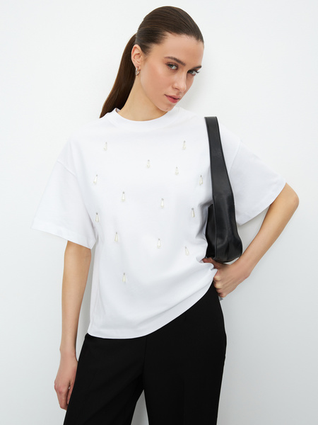 

Футболка женская ZARINA 3121515425 белая M, Белый, 3121515425