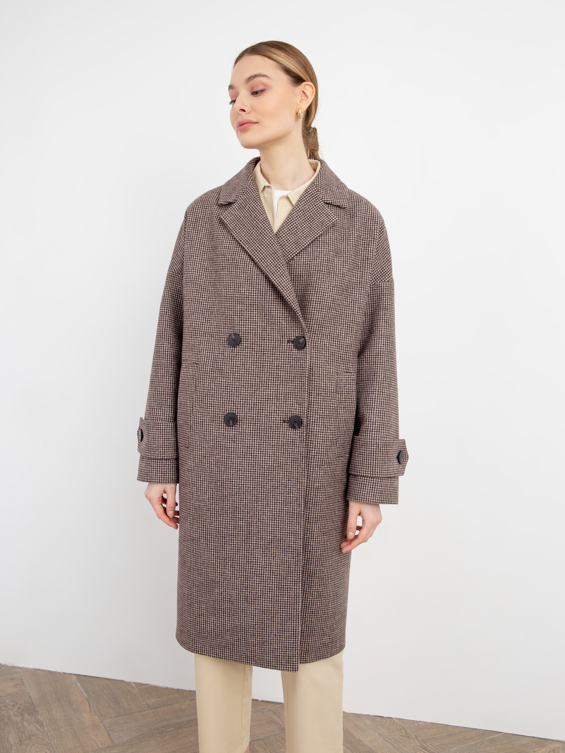 Пальто женское Pompa 1014533m10090 коричневое 46 RU