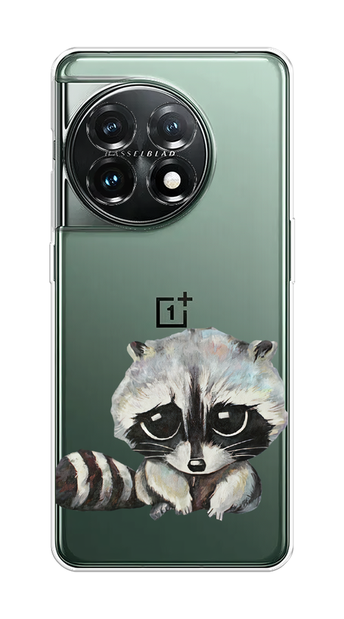 

Чехол на OnePlus 11 "Большеглазый енот", Серый;черный;прозрачный, 153650-1