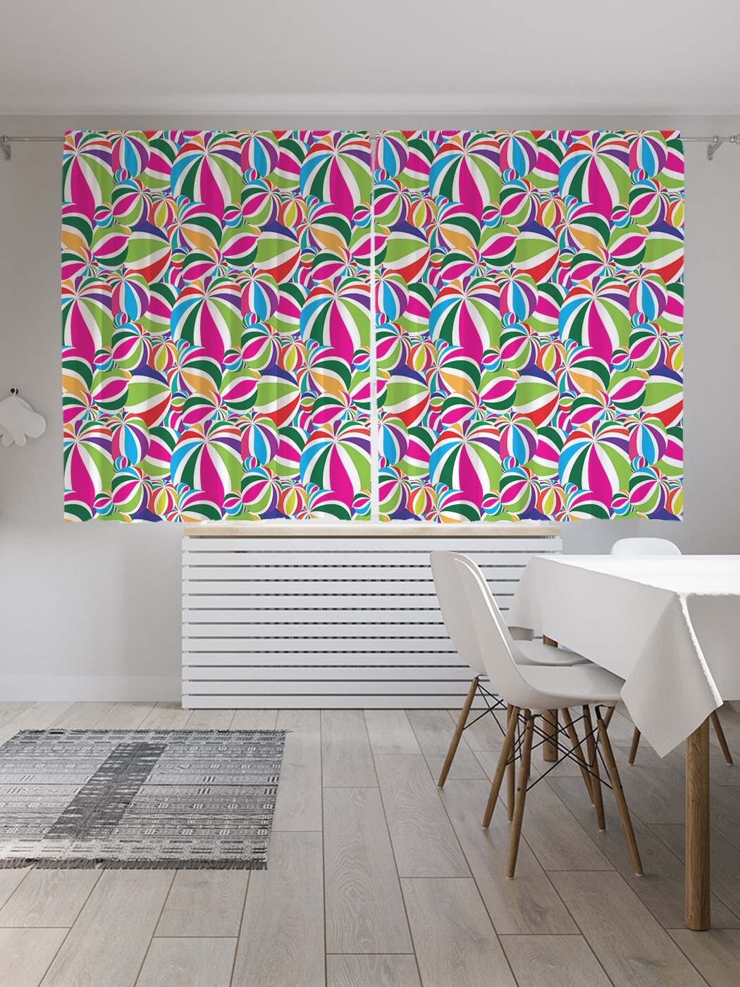 

Классические шторы JoyArty "Полосатые мячи", серия Oxford DeLux, 2 полотна 145x180 см, Полосатые мячи