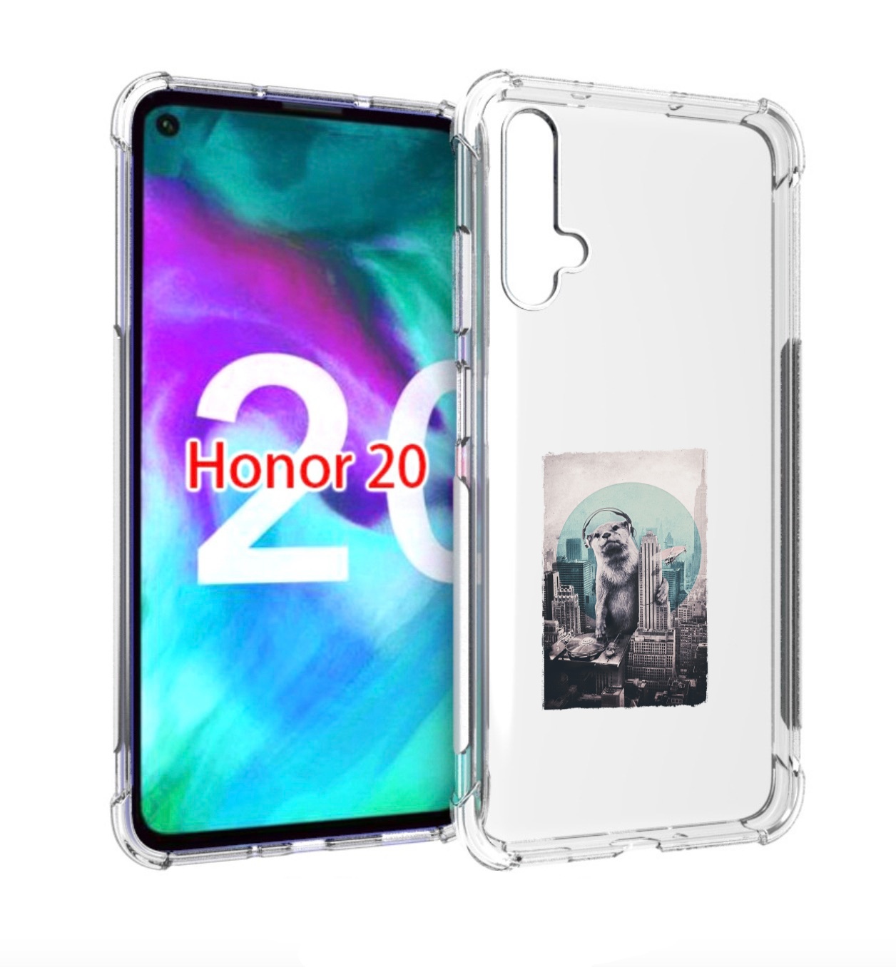 

Чехол бампер MyPads выдра в городе для Honor 20., Прозрачный, Tocco
