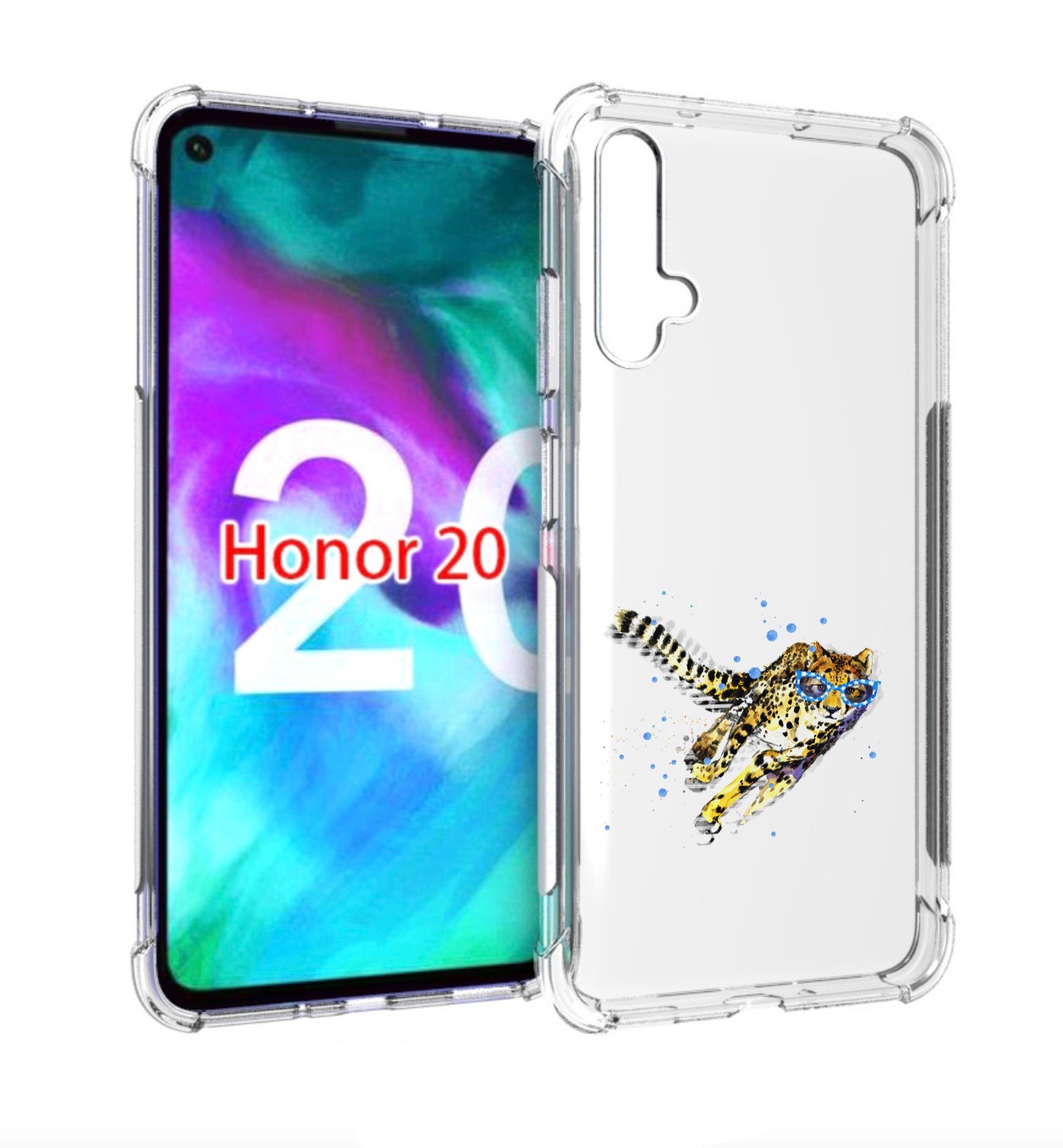

Чехол бампер MyPads гепард в очках для Honor 20., Прозрачный, Tocco