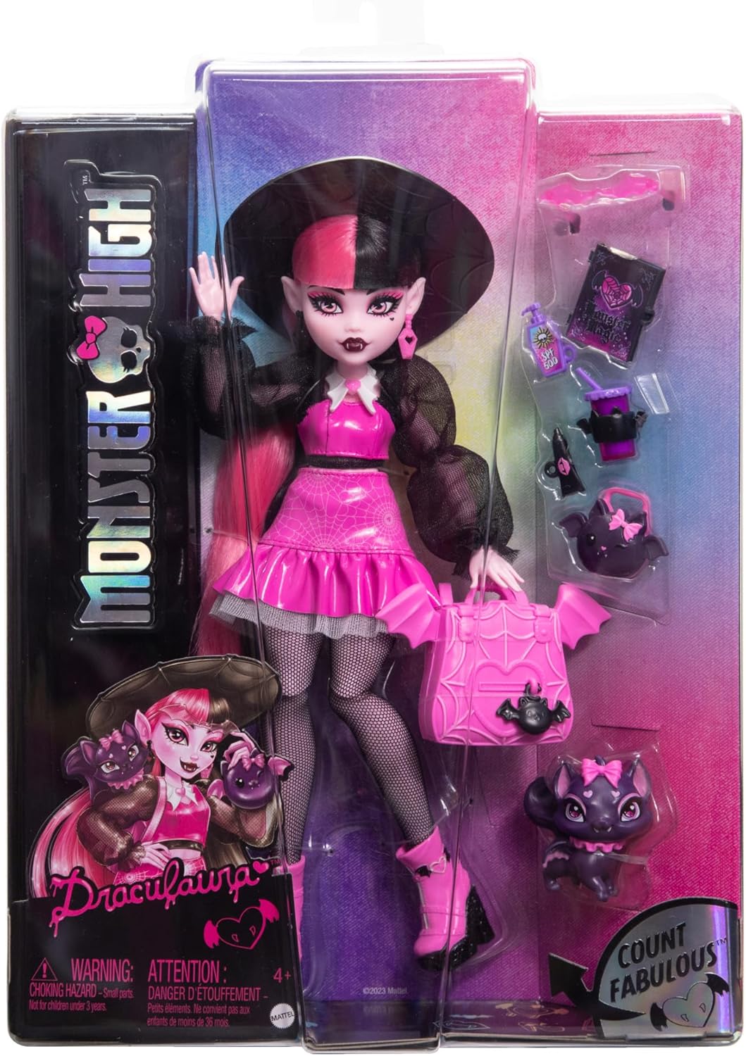 Кукла Дракулаура Monster High с питомцем и аксессуарами, выпуск 2023 года