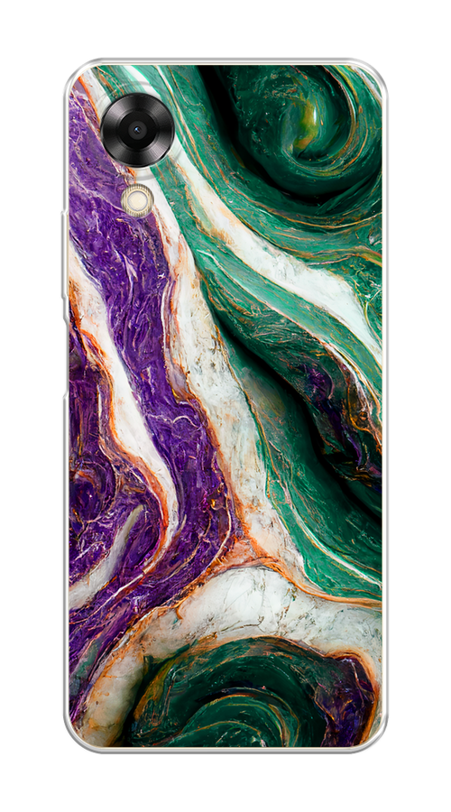 

Чехол на Oppo A17K "Фиолетово-зеленый мрамор", Зеленый;фиолетовый, 2512850-1